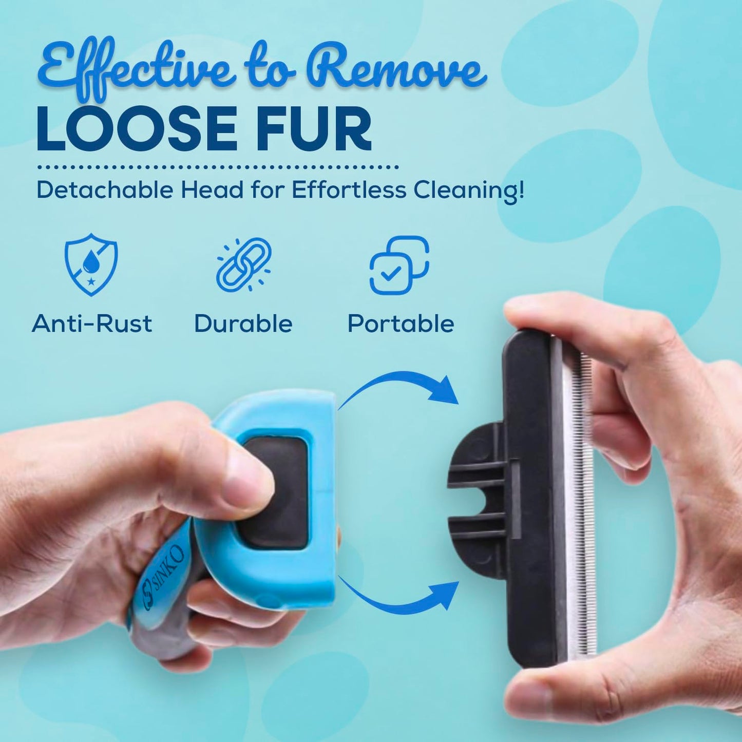 Sinko Deshedding Tool for Dogs & Cats, Pet Grooming Brush, Skin Friendly Deshedding Tool, Dog Brush for Shedding, Effectively Reduces Shedding by up to 95% for Short Medium Long Pet Hair (Blue)