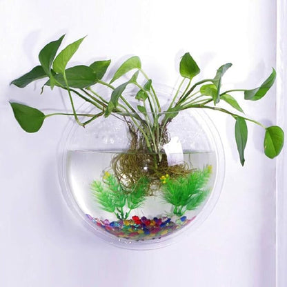 Wall Mounted Acrylic Fish Bowl, Hanging Flower Pot Vase Decoration, Clear Fish Tank Bubble Aquarium Plant Wall Decor, 7 inch