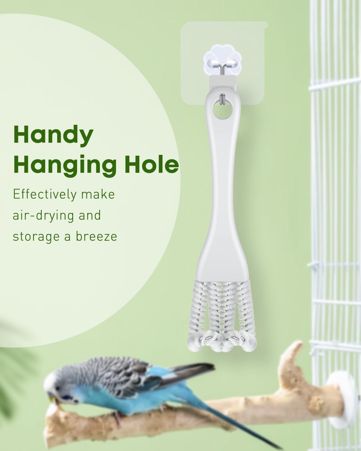 Pawfly 2 Pcs Bird Cage Cleaner Brush, 2-in-1 Bird Cage Cleaning Brush, Bird Poop Remover for Perches, Kennels & Small Animal Cages, Bird Cage Accessories, Bird Droppings Removal Brush