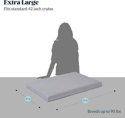 Cybarmour Chew Proof Dog Bed - Orthopedic Indestructible Dog Crate Pad - Outdoor Waterproof Kennel Mat for Aggressive Chewers - Large Breeds & Fits 42-Inch Crate - 41"x27", Limestone