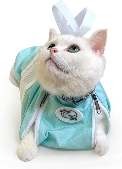 Cinf Cat Nail Clipping Cleaning Grooming Restraint Bag No Scratching Biting for Bathing Nail Trimming Injecting Examining(Mint,M)