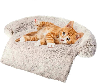 Calming Dogs/Cats Bed Mats, Dog Pad Washable Removable Couch Cover, Plush Long Fur Mat for Pets, Waterproof Lining, Perfect for Small, Medium and Large Dogs and Cats (Gradient Brown, 31"x23")