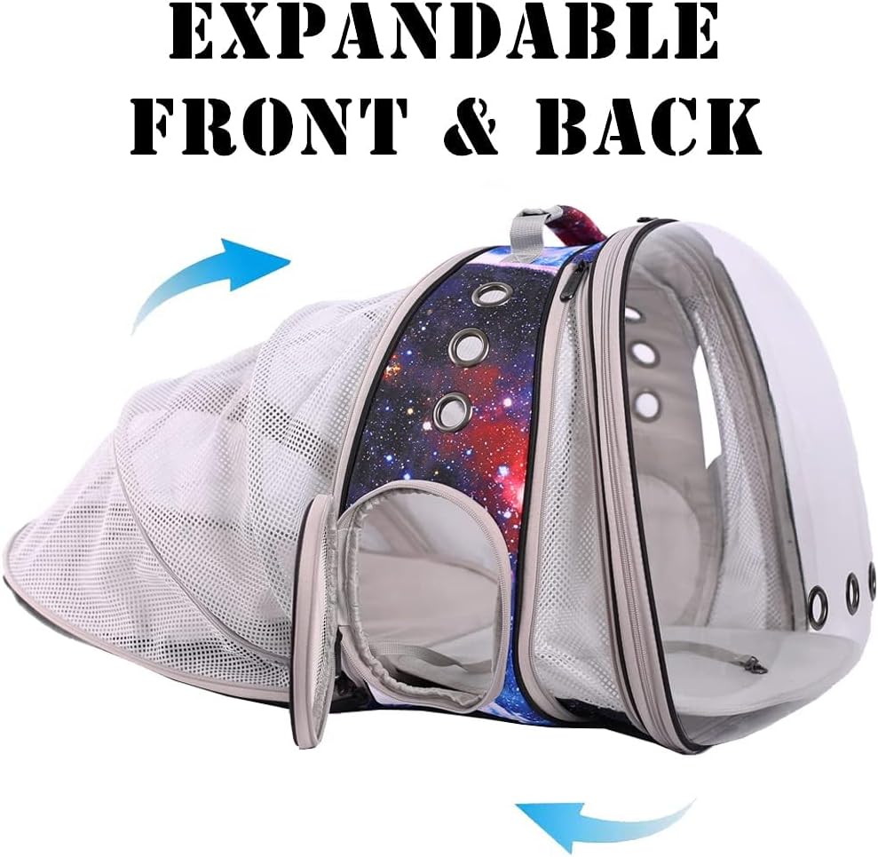 Galaxy Blue Dual Expandable Cat Backpack Carrier, Fit up to 20 lbs, Expandable Pet Carrier Backpack for Large Fat Cat and Small Puppy