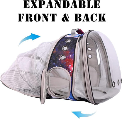 Galaxy Blue Dual Expandable Cat Backpack Carrier, Fit up to 20 lbs, Expandable Pet Carrier Backpack for Large Fat Cat and Small Puppy