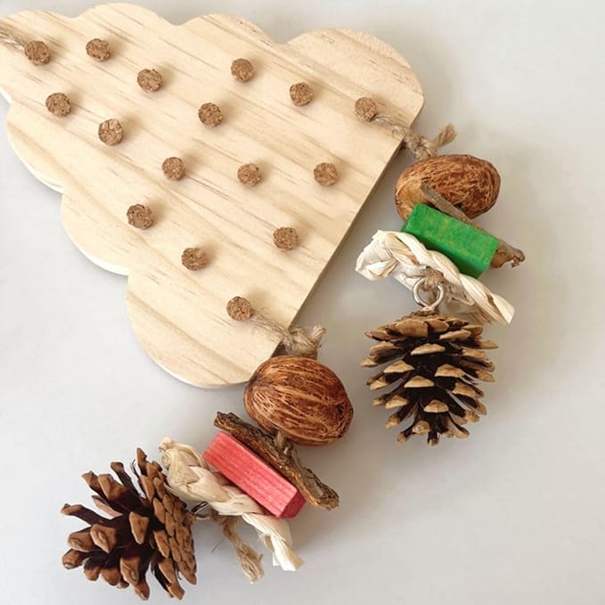 Parrot Chewing Stopper Toy, Wooden Biting Training and Foraging Bird Toys, Cork Treasure Hunt Games for Parakeets Conures Bird Intelligence and Emotions Random Color (A)