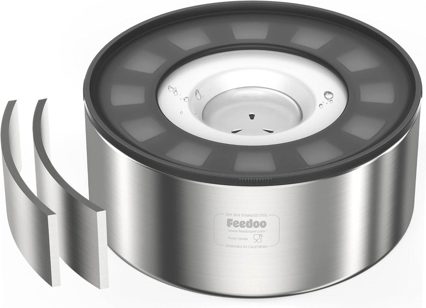 2L No Spill Water Bowl for Dogs, Double-Wall Stainless Steel with Splash-Proof Paws Lid and Floating Disk, Non-Slip Base, Easy to Clean Slow Water Feeder for Small Medium Dogs