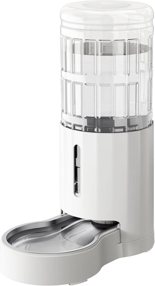 CZPET Automatic 9L Dog and Cat Water Dispenser with Stainless Steel Bowl Gravity Waterer,100% BPA-Free,Large Capacity and Drinking Area Noise-Free for Pets(9L Water Dispenser, White)