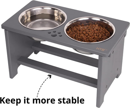 HTB Elevated Dog Bowls,Raised Dog Bowl Stand with 2 Stainless Steel Bowls,Elevated Raised Pet Bowls for Large Medium Small Sized Dogs