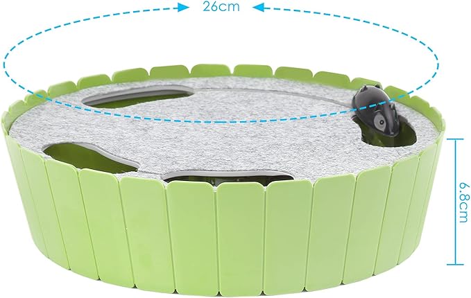 Pawaboo Interactive Toy with Running Mouse, Electronic Motion Cat Toy Automatic Teaser, Pop and Play Hide Seek Cat Toys Hunting Mouse, Mint Green