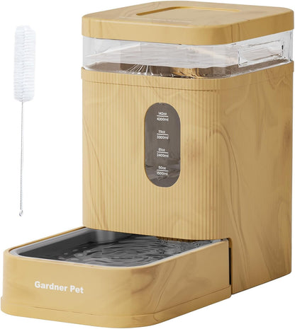 Gardner Pet Automatic Dog Water Dispenser Gravity Waterer with Stainless Steel Bowl Water Dispenser 6.5L Large Capacity Water Feeder with Filters for Dogs Cats Pets, BPA-Free Noise-Free (Brown, 6.5L)