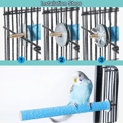 Hamiledyi 4 PCS Parrot Perch Stand Toy Bird Cage Perch Toy Natural Paw Grinding Stick for Medium Parrots Parakeets Cockatiels Lovebirds Chewing Stick (M)