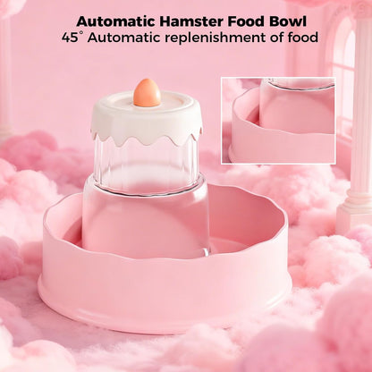Mini&moe Hamster Food Bowl - Automatic Guinea Pig Feeder No Spill Storage Small Pet Food Dispenser for Gerbil, Rat, Chinchilla, Ferret, Hedgehog