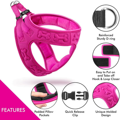 Comfort fit Step-in Dog & Puppy Harness - Comfortable All Weather Dog Vest Harness: Adjustable, Soft Padded, Easy to Put-on for Small, Medium-Sized Dogs.