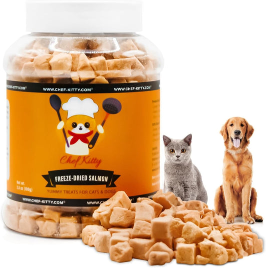 Freeze-Dried Salmon Treats for Cats & Dogs – 100% Wild Caught, Single Ingredient, High-Protein, Healthy Snack – No Additives or Preservatives – 2.6oz - Inspected & Tested in USA