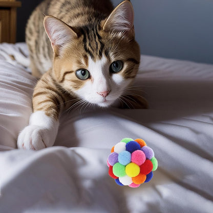 Cat Toy Balls 9PCS - 1.75" Plush Washable Balls for Kittens | Ultra-Soft Chew Toys, Noiseless Interactive Play, Durable Fuzzy Cat Toys for Indoor Cats with Vibrant Colors
