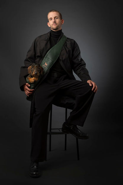 Noah & Paw Dog Sling Carrier for Small Dogs 5-18lb, Dog Sling for Small Dogs and Cats, Dog Carrier with Adjustable Padded Strap, Vegan Denim Lined with Fur, 3X Safety Features, Machine Washable