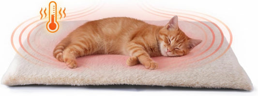 Self Warming Cat Bed, Heating Cat Pad, Extra Soft Flannel Surface, Removable ＆ Washable, Thick Thermal Mat with Non-Slip Bottom (Ivory, 29" X 19")
