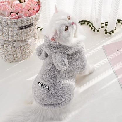 Cat Bunny Ears Costume Cute Dog Kitten Hoodies Sweater Rabbit Ears Puppy Pet Apparel (XX-Large,Gray)