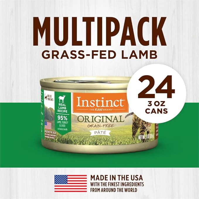 Instinct Original Pate Wet Cat Food, Grain Free Recipe - Real Lamb, 3 oz. Cans (Pack of 24)