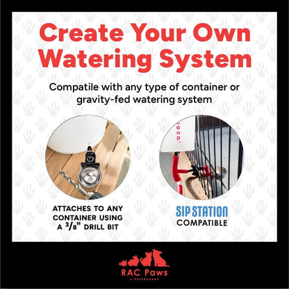 Rac Paws by RentACoop DIY Auto-Fill Metal Cup Waterer Kit - Great for Small Animals, Pets, Bunnies, Ferret, Chickens, Hamsters, Guinea Pigs, Rabbits, Chinchillas, Mice, Rats - 2 Pack