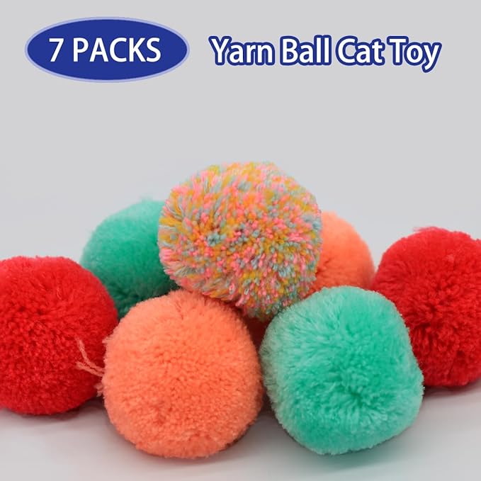 Cat Balls Toy, Cat Pom Pom Sparkle Fuzzy Balls Without Bells 14 Pcs