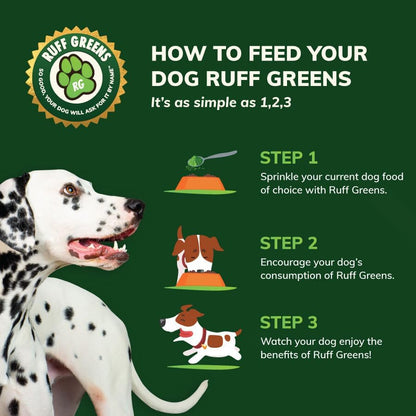 Ruff Greens - Dog Food Topper, Hip & Joint Supplement for Dogs - Probiotics Digestive Enzymes Powder for Mobility Support, Essential Vitamins & Minerals, 6.9 Ounce