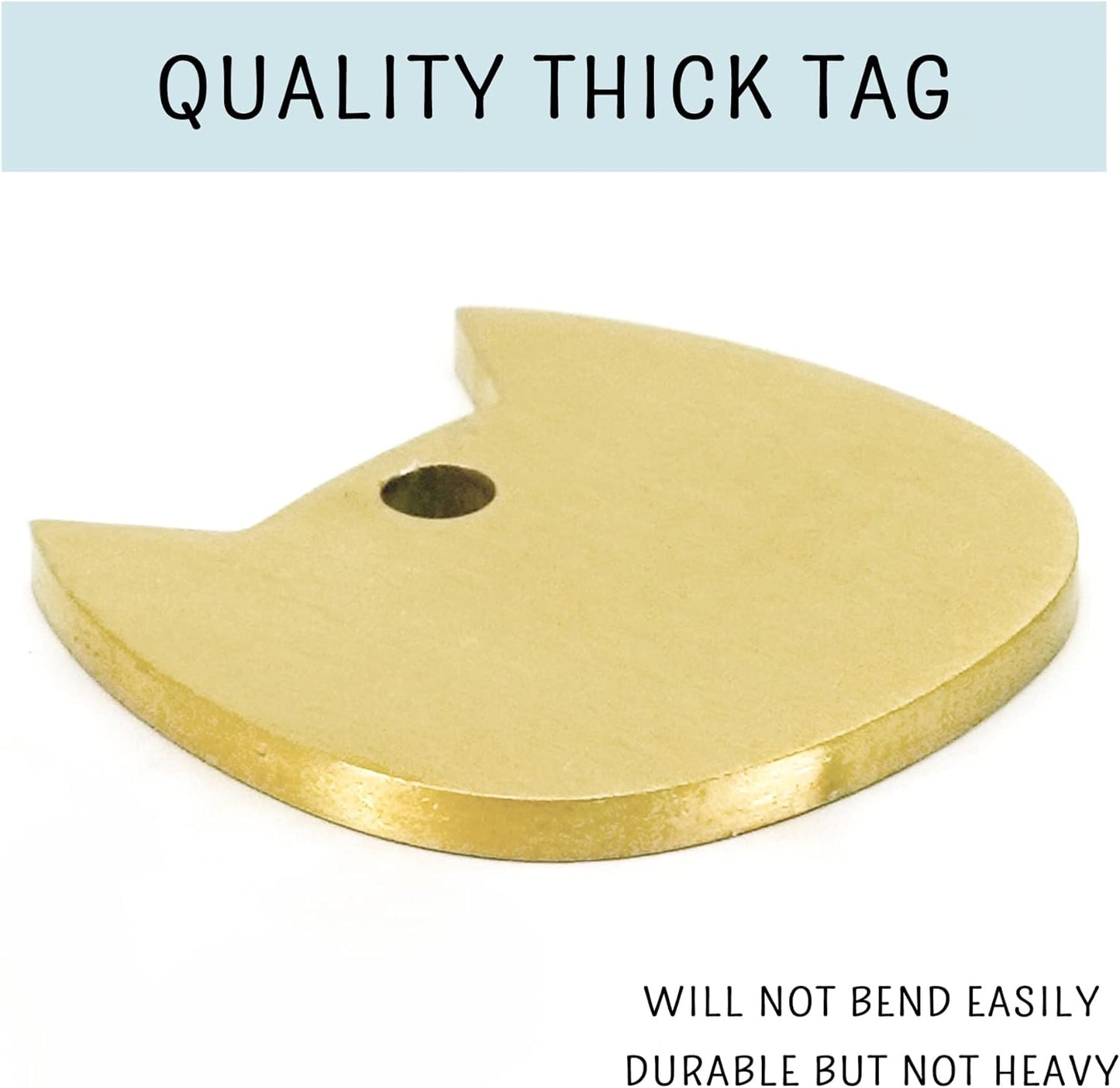 Ultra Joys Cat ID Tag Personalized Pet Tags, Durable Stainless Steel Small Pet Mini Dog Cat Tag Lightweight - Cathead Tag in Gold