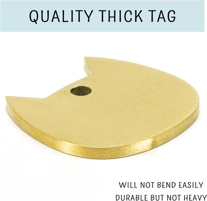 Ultra Joys Cat ID Tag Personalized Pet Tags, Durable Stainless Steel Small Pet Mini Dog Cat Tag Lightweight - Cathead Tag in Gold
