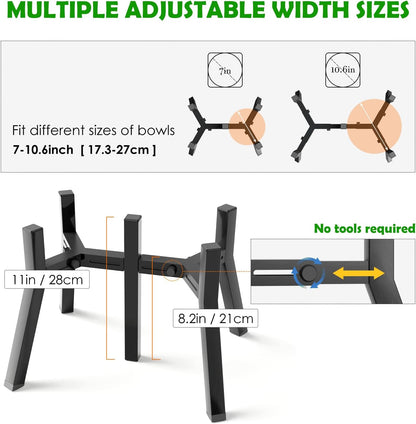 Elevated Dog Bowl Stand for Large Dogs, Adjustable Width 7-10.6", Raised Dog Food Water Holder, 2-in-1 Design, Bowl Not Included