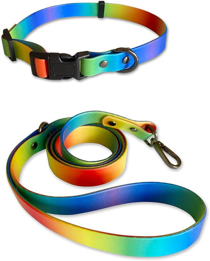 Rubber Waterproof Dog Collar and Leash Set for Small Dogs,Puppy Collars Leashes,Lead,Training Leash Easy Clean for Pets,Cats (for Medium Small Dogs)