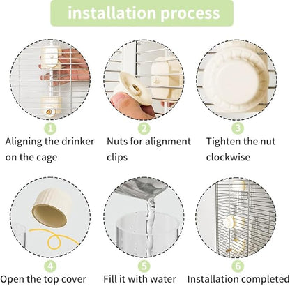 9.4 Fl Oz No Mess Bird Water Dispenser, Automatic Parrot Water Feeder with Spring Valve, Clear Cage Water Drinker for Parakeets Cockatiels Budgies Finch Lovebirds & Canary (Pink, 7.4 fl oz (220ml))