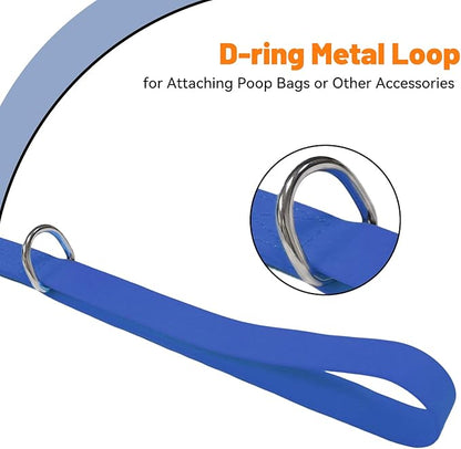 Waterproof Dog Leash, 5/6 FT Durable Odor-Proof Dog Leashes with Strong Metal Hooks Fits Small Medium or Large Dogs (Blue, 5FT - 3/4 inch Width)