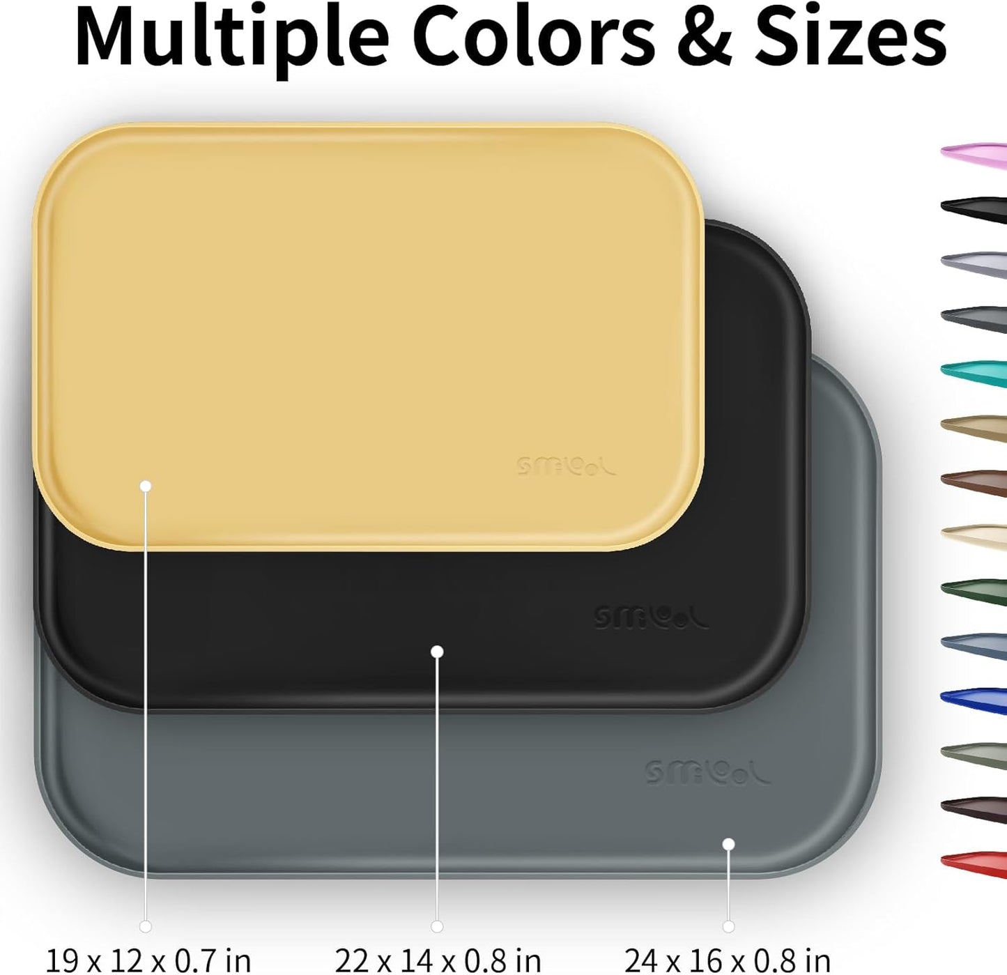 Silicone Pet Feeding Mat with Raised Edge for Food and Water, Dog Bowl Mats, Cat Bowls Placemat with High Lip for Floor Waterproof, Rubber Tray for Cats and Dogs 22 x 14 x0.8 Beige