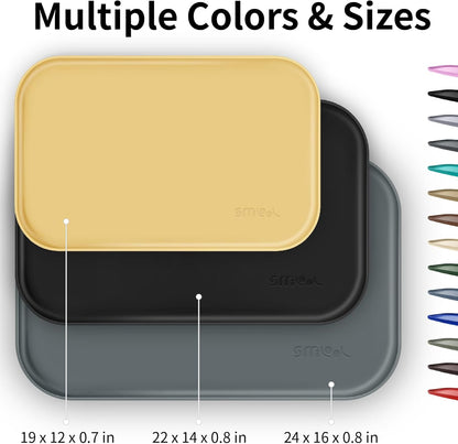 Silicone Pet Feeding Mat with Raised Edge for Food and Water, Dog Bowl Mats, Cat Bowls Placemat with High Lip for Floor Waterproof, Rubber Tray for Cats and Dogs 19 x 12 x0.7 Dark Turquoise