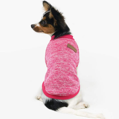 Idepet Pet Dog Classic Knitwear Sweater,Fleece Coat for Small,Medium Dog,Warm Pet Dog Cat Clothes,Soft Puppy Customes (L, Rosered)