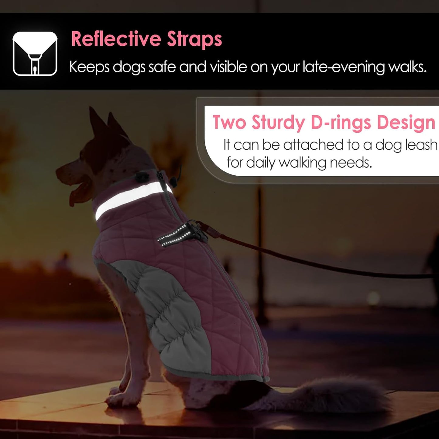 AOFITEE Dog Coat, Warm Dog Jackets for Small Dogs, Dogs Winter Coat with Harness Built in, Reflective Pet Winter Jacket, Waterproof Windproof Puppy Puffer Jacket Fleece Vest, Pink XS