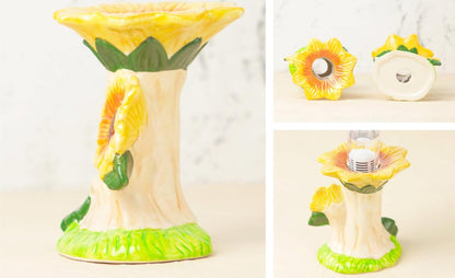 Ceramic Hamster Water Bottle with Stand & 80ML Water Bottle, Water Dispenser for Small Animal, Water Bottle Holder Auto Water Feeding Bottles for Syrian Dwarf Hamster Mice Gerbil (Sunflower Shape)