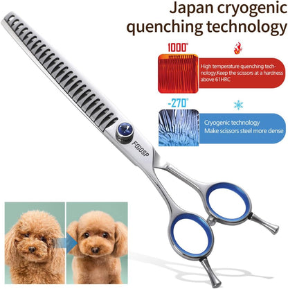 Chunkers Dog Grooming Scissors Left Handed 7.5'' Professional Thinning Shears for Dogs Pet Grooming Scissors Chunkers Shears Dog Grooming Japan 440C 70% Thinning Rate 24 Teeth(7.5'' Chunkers)