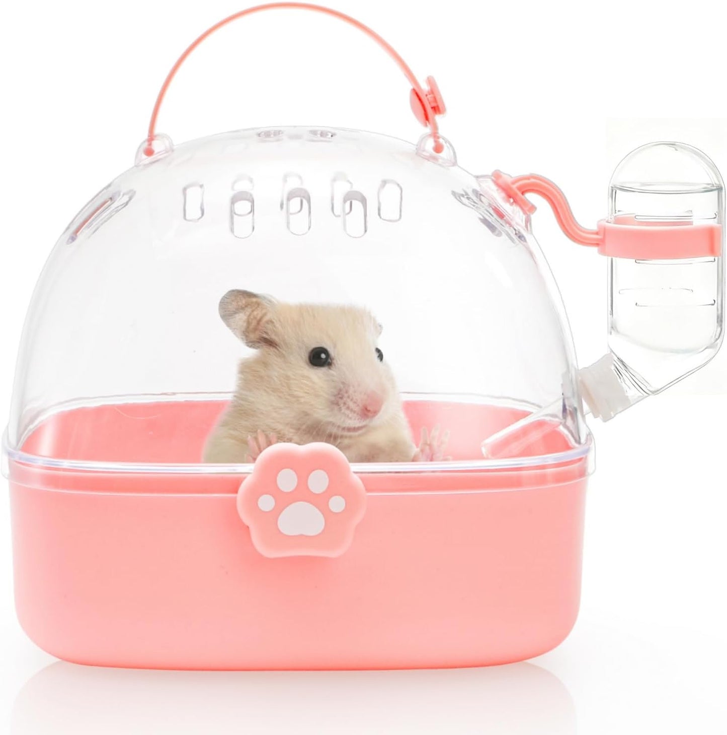 Hamster Carrier Cage, Portable Small Animal Carrier Cage with Water Bottle, Guinea Pig Outgoing Cage Hamster Travel Carry Case for Small Pets, Gerbils, Chinchillas, Dwarf Hamster