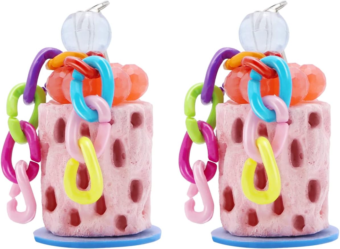 Bird Beak Grinding Parakeet Treats Bird Calcium Chewing Toy for Budgies Parakeet Cockatiel Conure Hamster (Random Color) (Small (2 pcs))