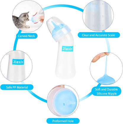 Pet Nursing Bottle Kit for Kitten Puppy,90mlCat Bottle Feeding Kit Nipple Kittens Syringe for Small Cat Dog Newborn Kitten Puppys Rabbits Squirrel Animals (Blue)