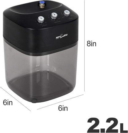 REPTI ZOO 2.2L Solo Adjustable Starter Mister for Reptile Terrariums Humidifier High Pressure Silent Pump Machine Misting Rainforest Sprayer System Tank with 2PCS Nozzles for Reptiles/Amphibians