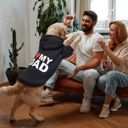 GreenJoy Dog Sweater Dog Hoodie Cold Weather Dog Coat Hooded Sweatshirt for Puppies,Cats, Small Medium Large Dogs (X-Small, Black (I Love My Dad))