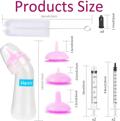 Pet Nursing Bottle Kit for Kitten Puppy,90mlCat Bottle Feeding Kit Nipple Kittens Syringe for Small Cat Dog Newborn Kitten Puppys Rabbits Squirrel Animals (Pink)