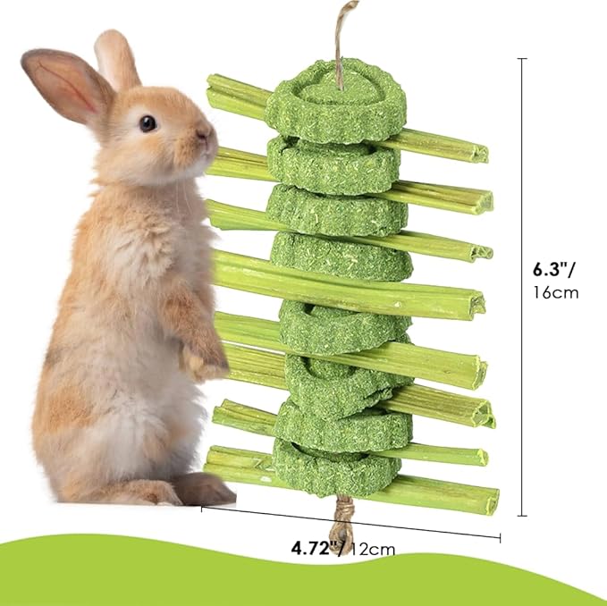 Rabbit Chew Toys,Rabbits Toy for Bunnies Boredom Bunny Toys for Teeth, Timothy Stick, Apple Sticks, Sweet Bamboo, for Guinea Pig, Hamster, Chinchilla, Rat (Red 60pcs DIY Rabbit Toys)