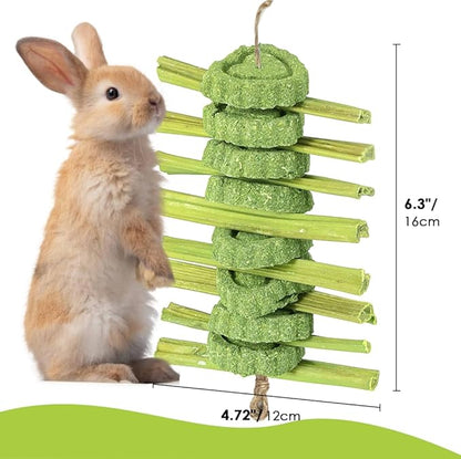 Rabbit Chew Toys,Rabbits Toy for Bunnies Boredom Bunny Toys for Teeth, Timothy Stick, Apple Sticks, Sweet Bamboo, for Guinea Pig, Hamster, Chinchilla, Rat (Red 60pcs DIY Rabbit Toys)