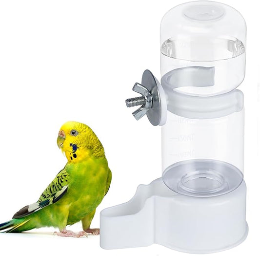 BWOGUE Automatic Bird Water Dispenser, 4.73 Fl Oz Parakeet Water Dispenser for Cage No Mess Suspended Bird Water Feeder for Cockatiel Budgie Conure Lovebirds
