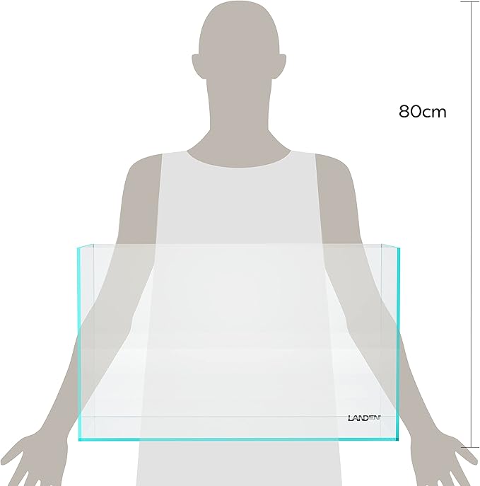 LANDEN 60P 16 Gallon Rimless Low Iron Aquarium Tank, 23.6" W × 11.8" D × 14.2" H (60cm x 30cm x 36cm) 6mm Thickness with Nano Foam Leveling Mat