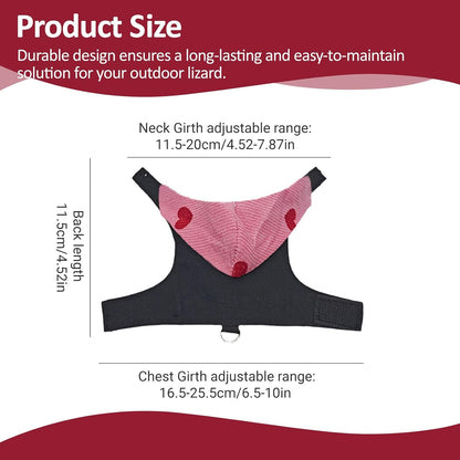 Bearded Dragon Lizard Hoodie Leash Suit Reptile pet Outdoor Chest Harness Chameleon Squirrel Leash Hooded Clothes Suitable for Bearded Dragon Lizard Reptiles（Red hat）
