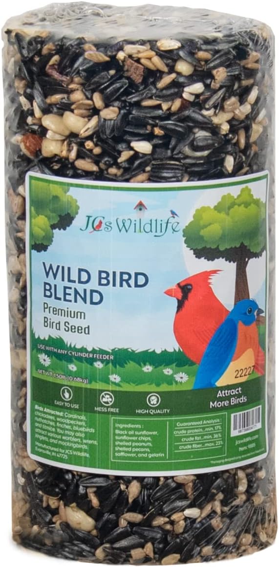 JCs Wildlife Wild Bird Blend Premium Bird Seed Small Cylinder, 1.5 lb (1 Cylinder)